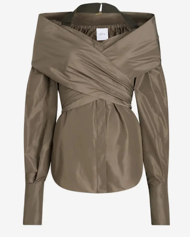 Patou recycelte Nylon -Crossover -Bluse Brown