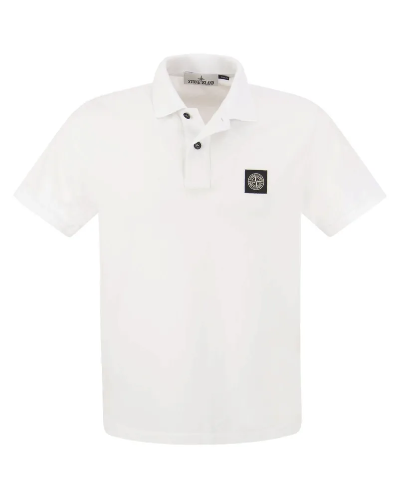 Stone Island Slim Cotton Polo -Hemd Weiss
