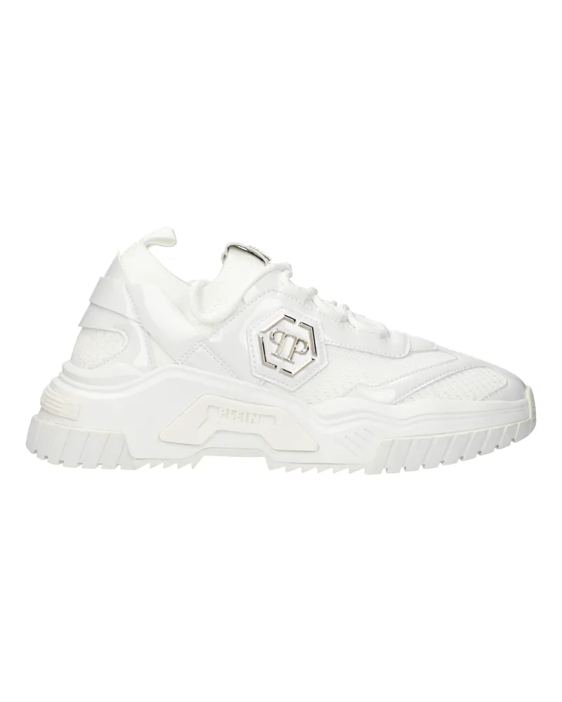 Philipp Plein Herrens Weiße Stoff-Sneaker -