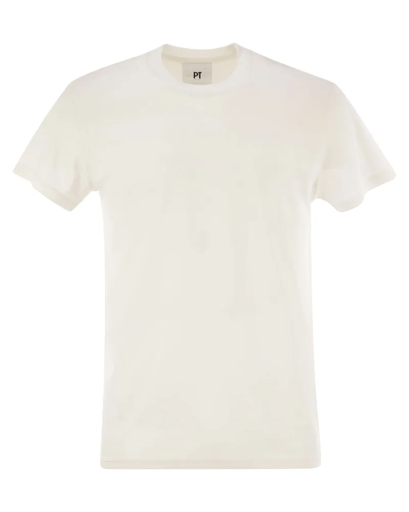 PT TORINO Seide und Baumwoll -T -Shirt White