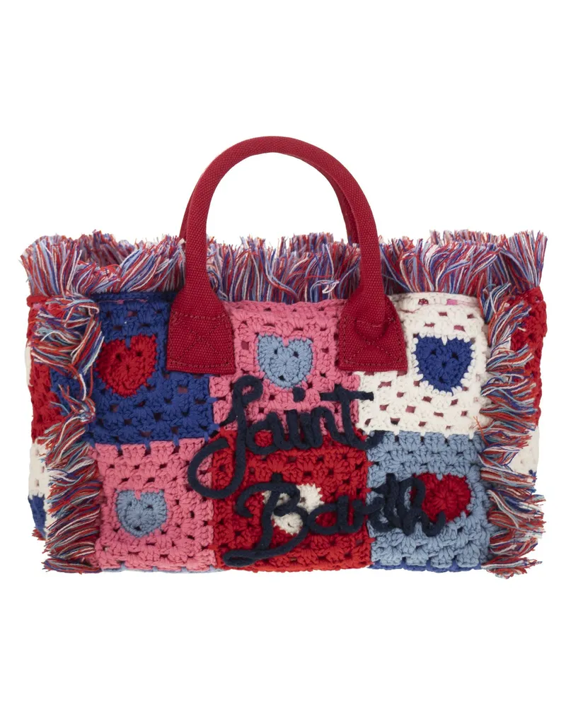 MC2 Saint Barth Colette Häkelhandtasche mit Häkelblumfleck Red