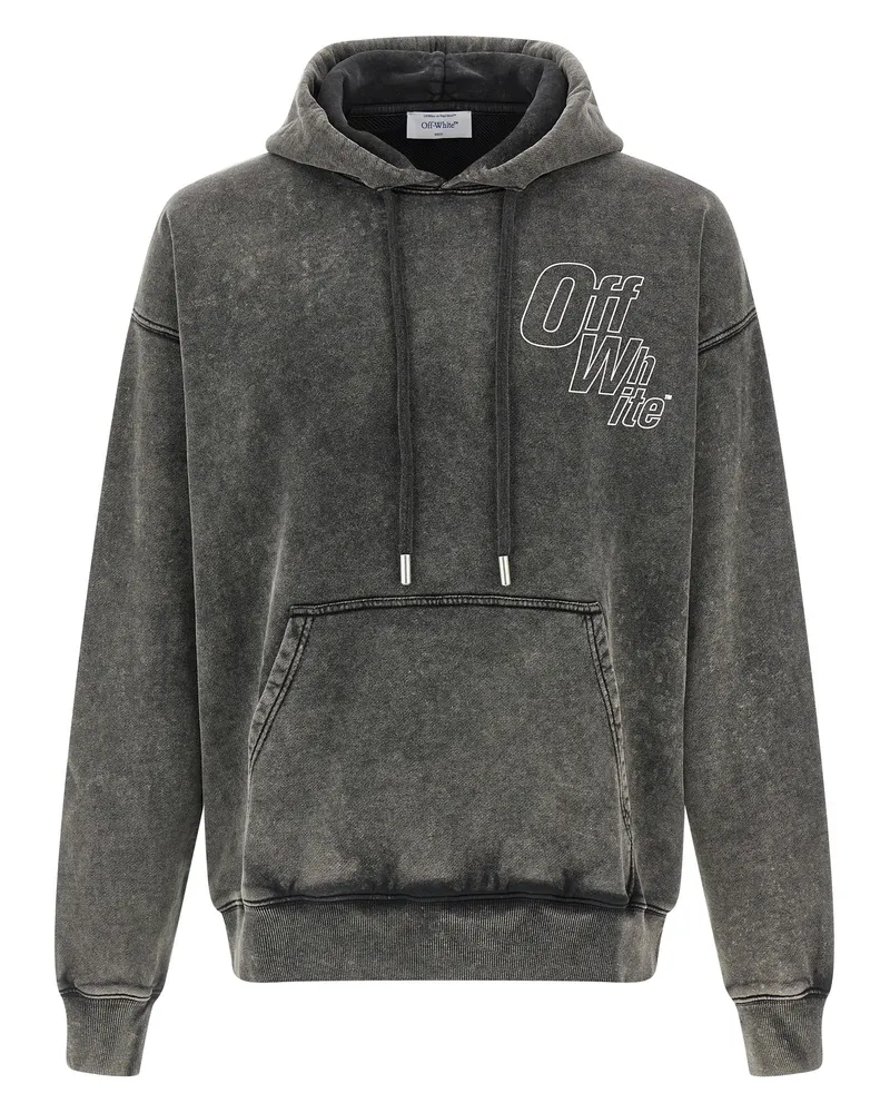 OFF-WHITE Kapuzenpullover „Outline Arrow Skate“ in gebrochenem Weiß Gray