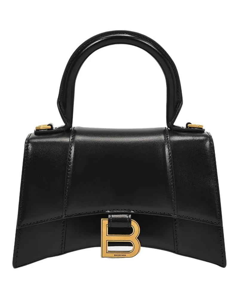 Balenciaga Sanduhr Xs Bag  schwarzes Leder Schwarz
