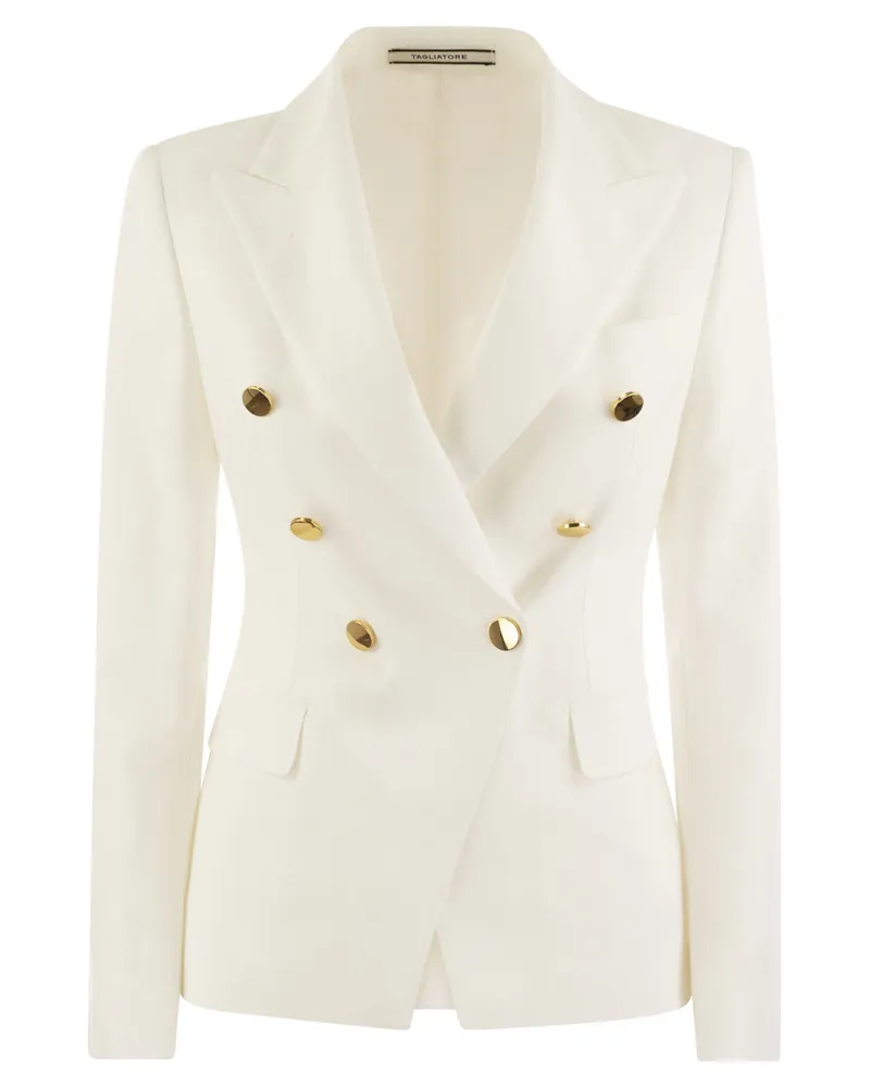 Tagliatore Alicya Double Breasted Jersey Blazer White