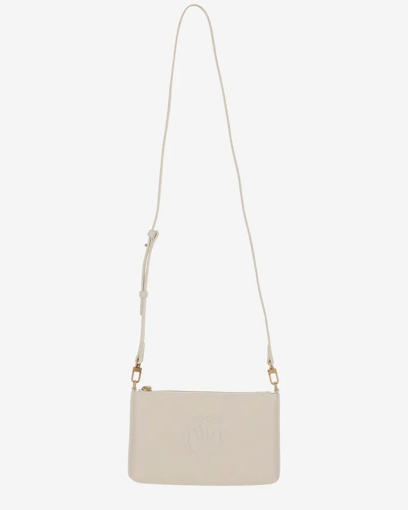 Pinko Flat Leder Umhängetasche White
