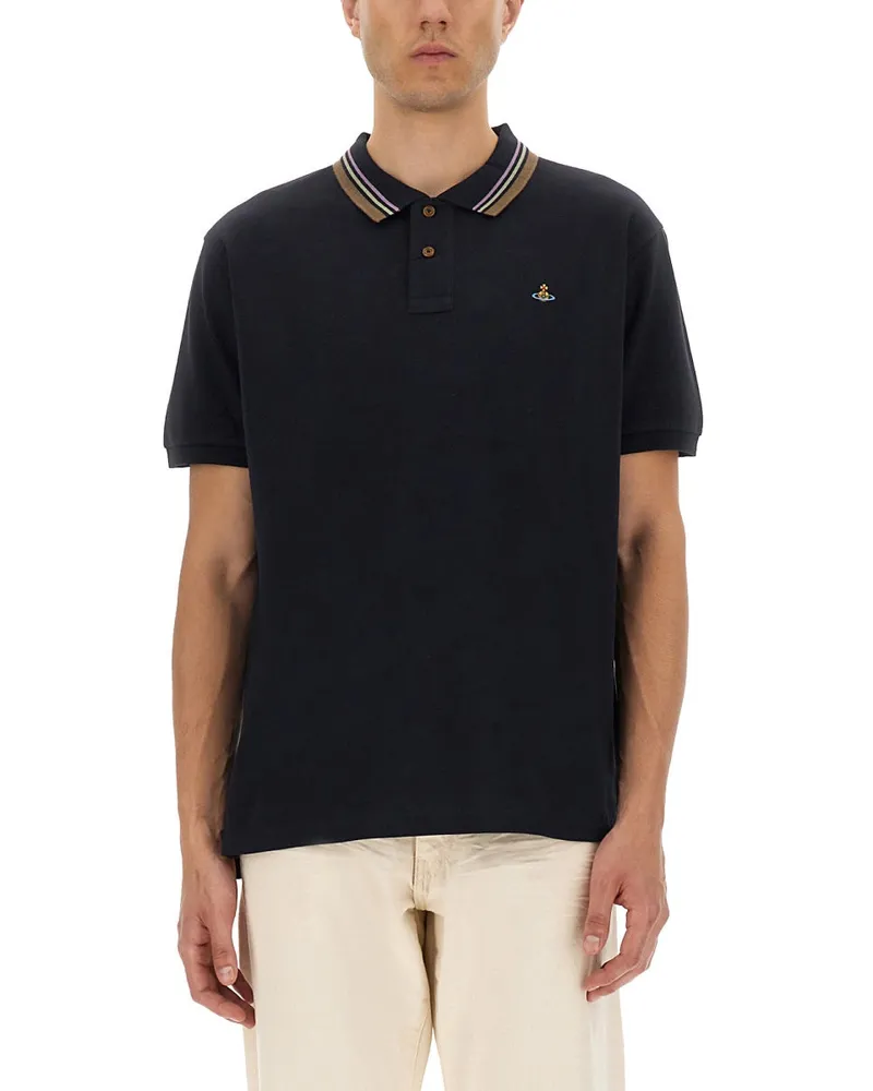 Vivienne Westwood Classic Cotton Pique Polohemd Blue