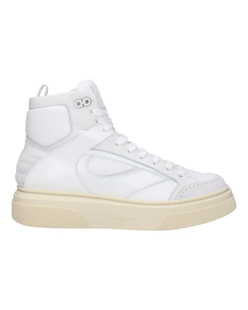 Ferragamo Sneakers Cassio Herrens Weißes Leder -
