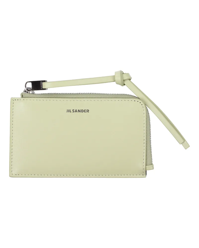 Jil Sander Herrens Leder-Geldbörse in Grün/Pastellgrün -