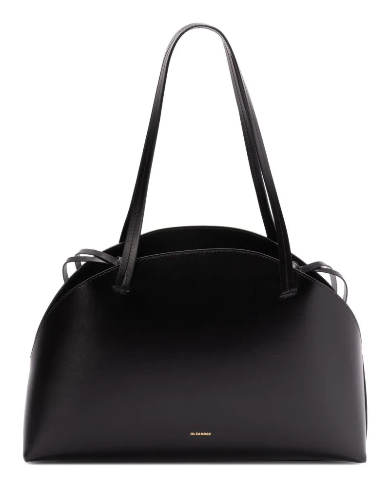 Jil Sander Jil Schleiferkurve mittelgroße Leder -Umhängetasche Black