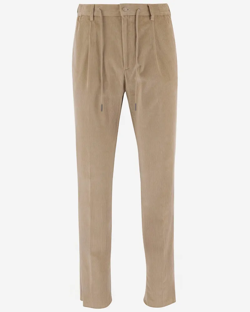 Tagliatore Stretch -Baumwoll -Samthose Beige