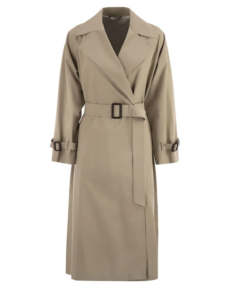 Weekend Max Mara Wochenende Maxmara Fatto Wasserschutzschutz -Leinwand -Trenchcoat Beige