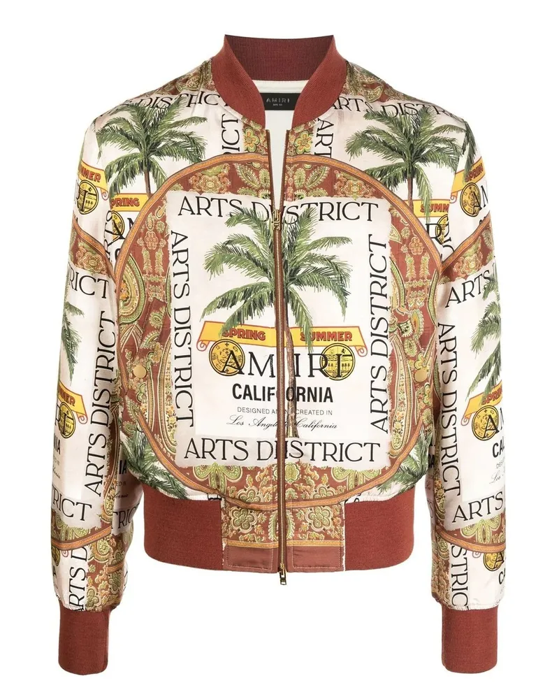 Amiri bedruckte Seidenjacke Beige