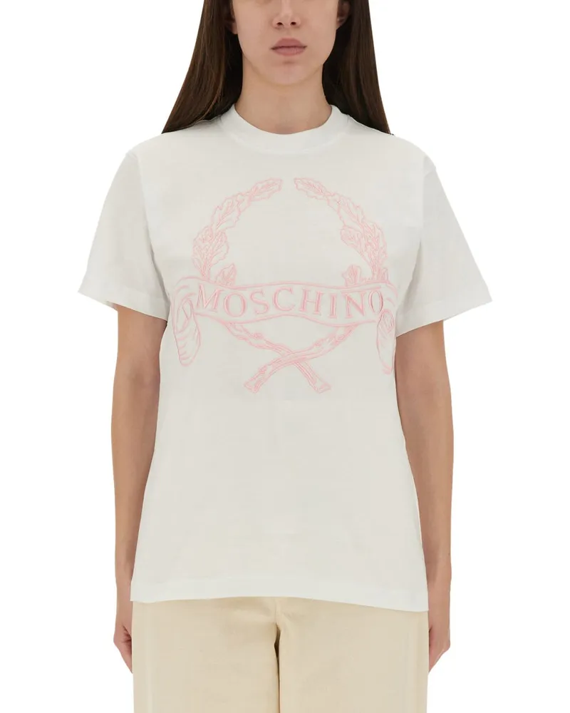 Moschino T -Shirt mit Stickerei White