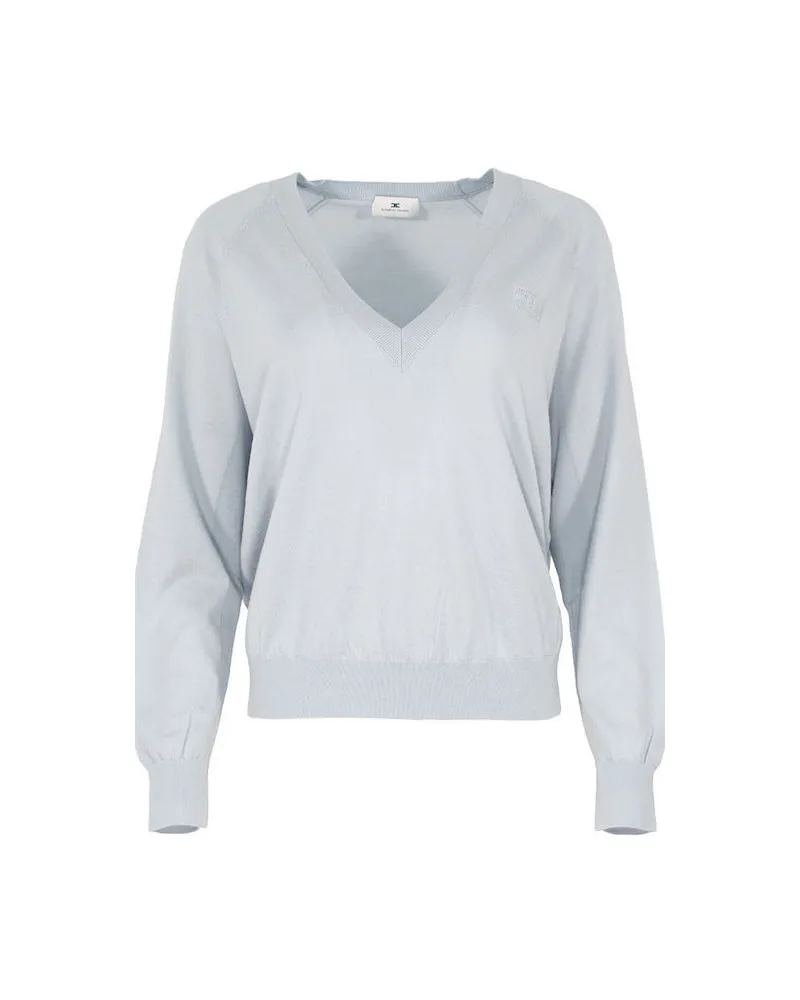 Elisabetta Franchi Wollpullover mit Logo Grey