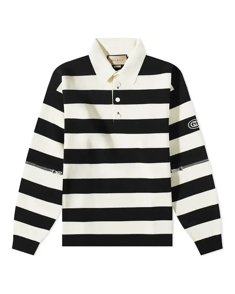 Gucci gestreiftes Baumwollpolo Weiß