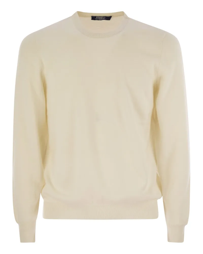 Fedeli Argentina Baby Cashmere Crew Neck Sweater Ivory