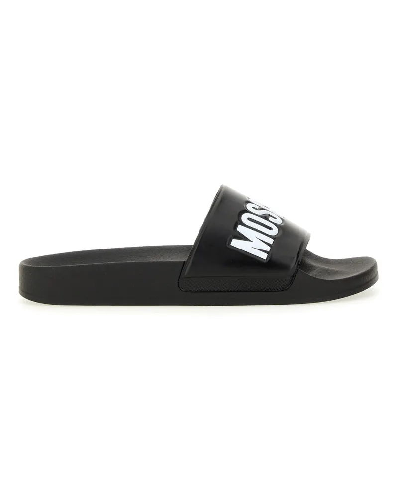 Moschino Schlupf mit Logo auf Slipper Black