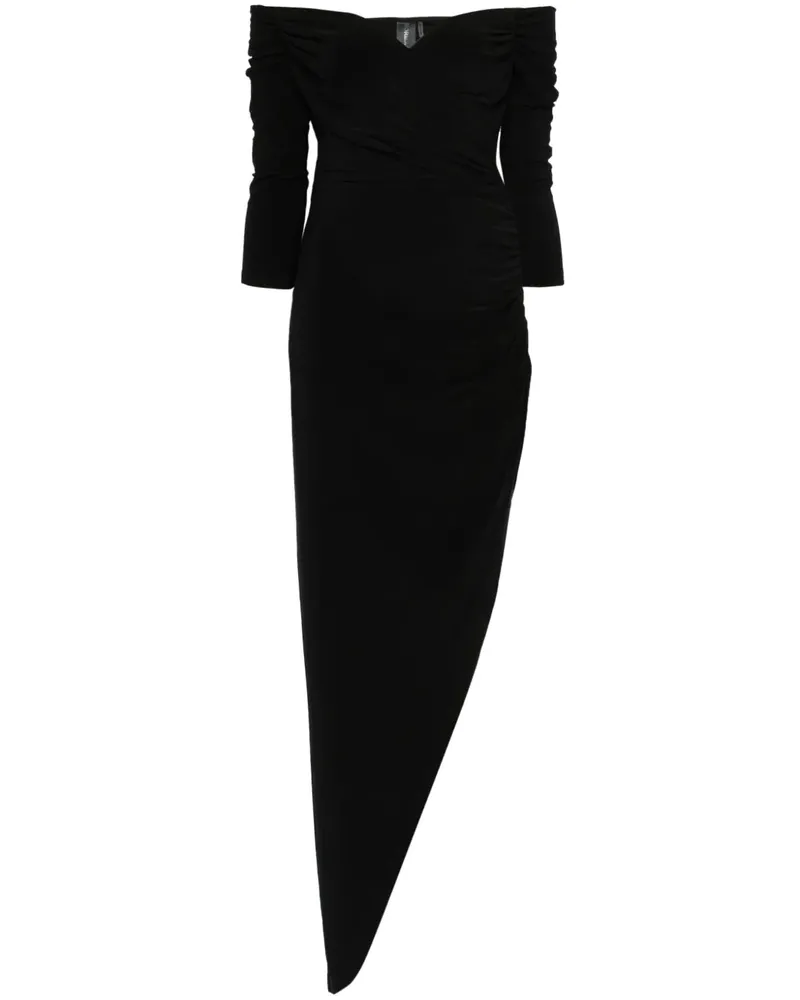 Norma Kamali Abito Con Spalle Scoperte e drappegggio laterale Black