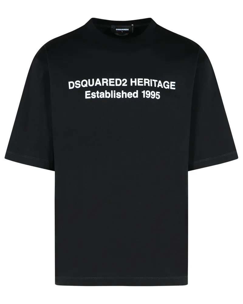 Dsquared2 Heritage' schwarzes Baumwoll -T -Shirt Black