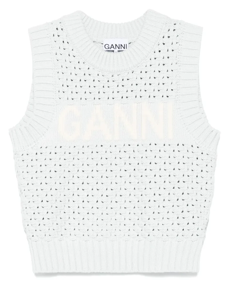 Ganni Openwork -Baumwollweste Clear