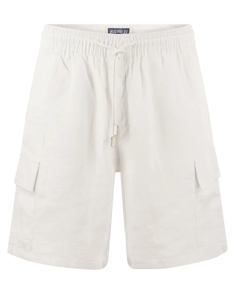Vilebrequin Leinen Cargo Bermuda Shorts White