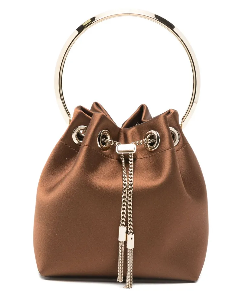 Jimmy Choo Bon Bon Leder-Beuteltasche Brown