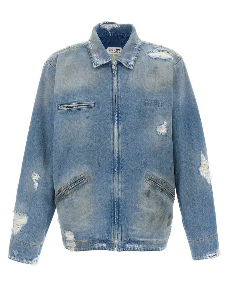 Maison Margiela Denim Jacke mit gebrauchtem Effekt Blue