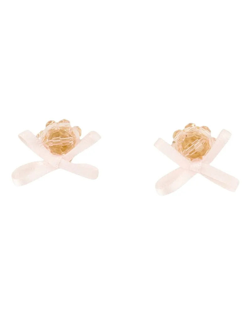 Simone Rocha Petite Bow Daisy Ohrringe  Crystal Pink Rosa
