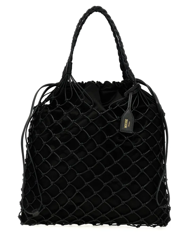 Moschino gewebte Nappa -Leder -Einkaufstasche Black