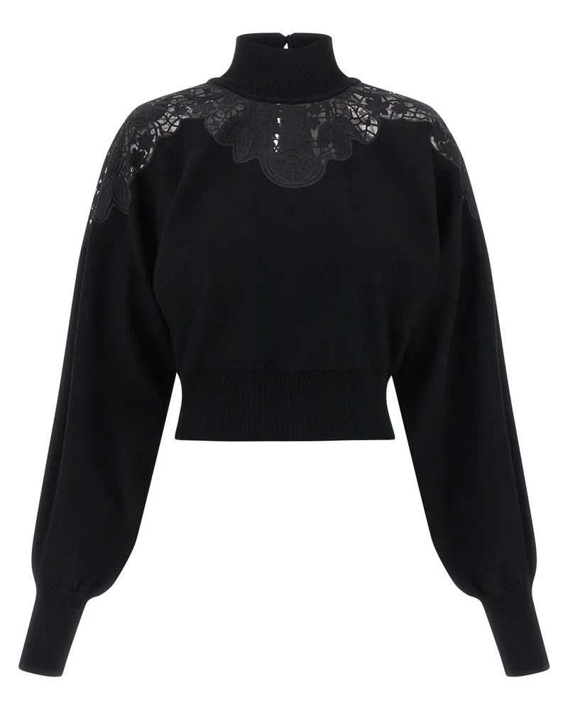 Twin-Set Twin -Set -Tüll -Spitzenpullover Black