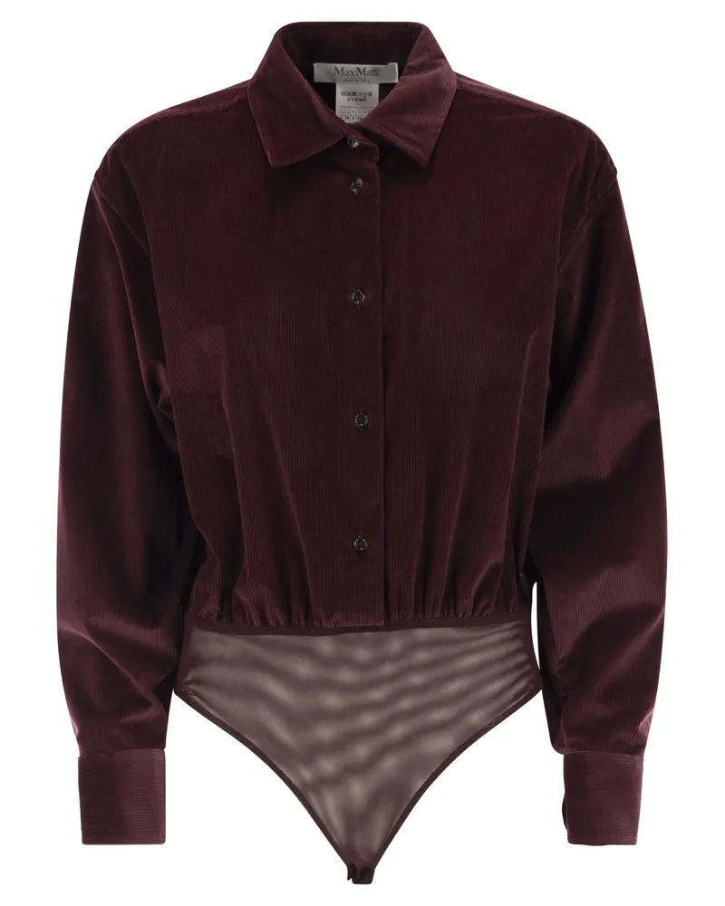 Max Mara Hemd-Body aus fruchtbarem Samt Bordeaux
