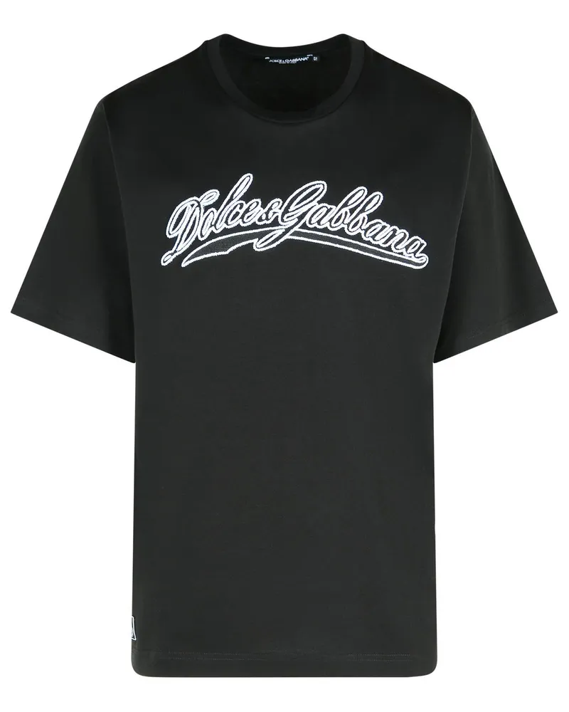 Dolce & Gabbana schwarzer Baumwoll -T -Shirt Black