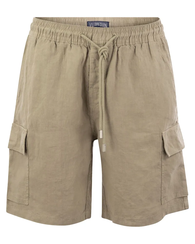 Vilebrequin Leinen Cargo Bermuda Shorts Sand