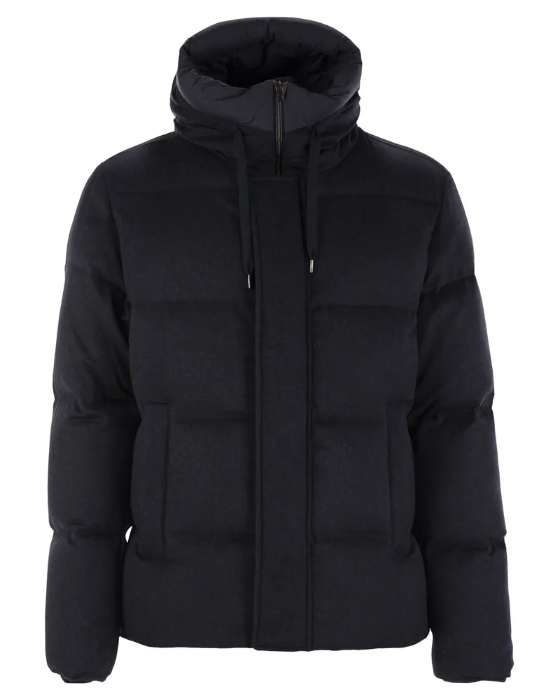 Herno Bomper uin Cashmere und Seide Down Jacke Navy