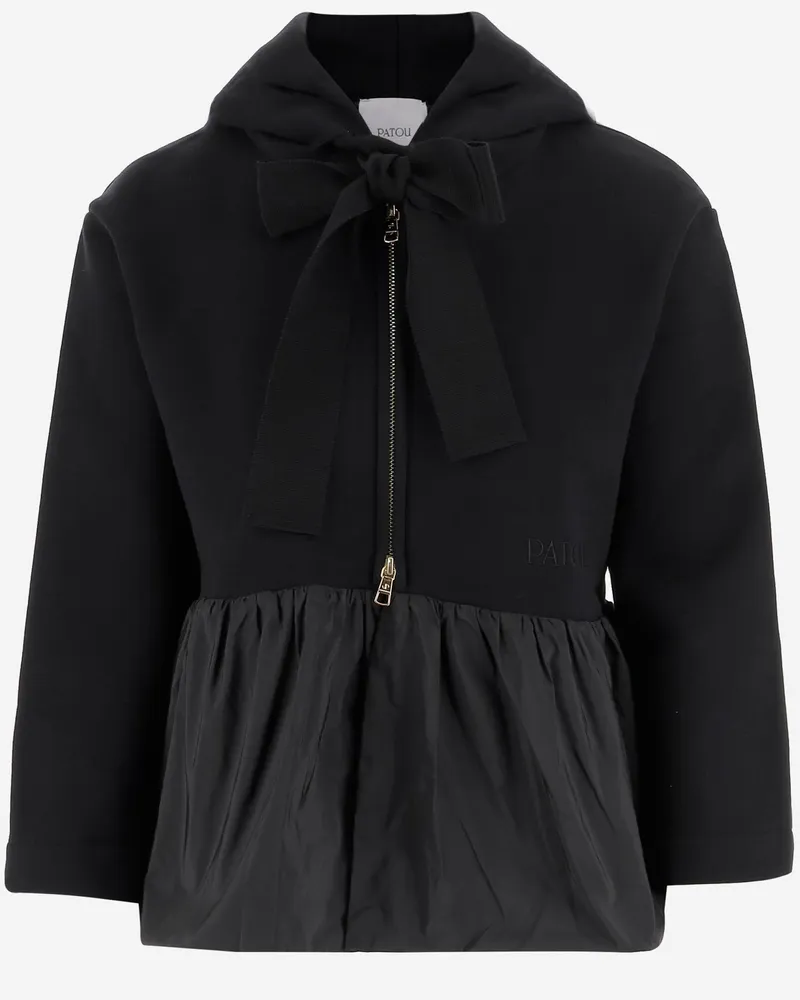 Patou mit Kapuze -Sweatshirt mit Rüschen in Bio -Baumwolle Black