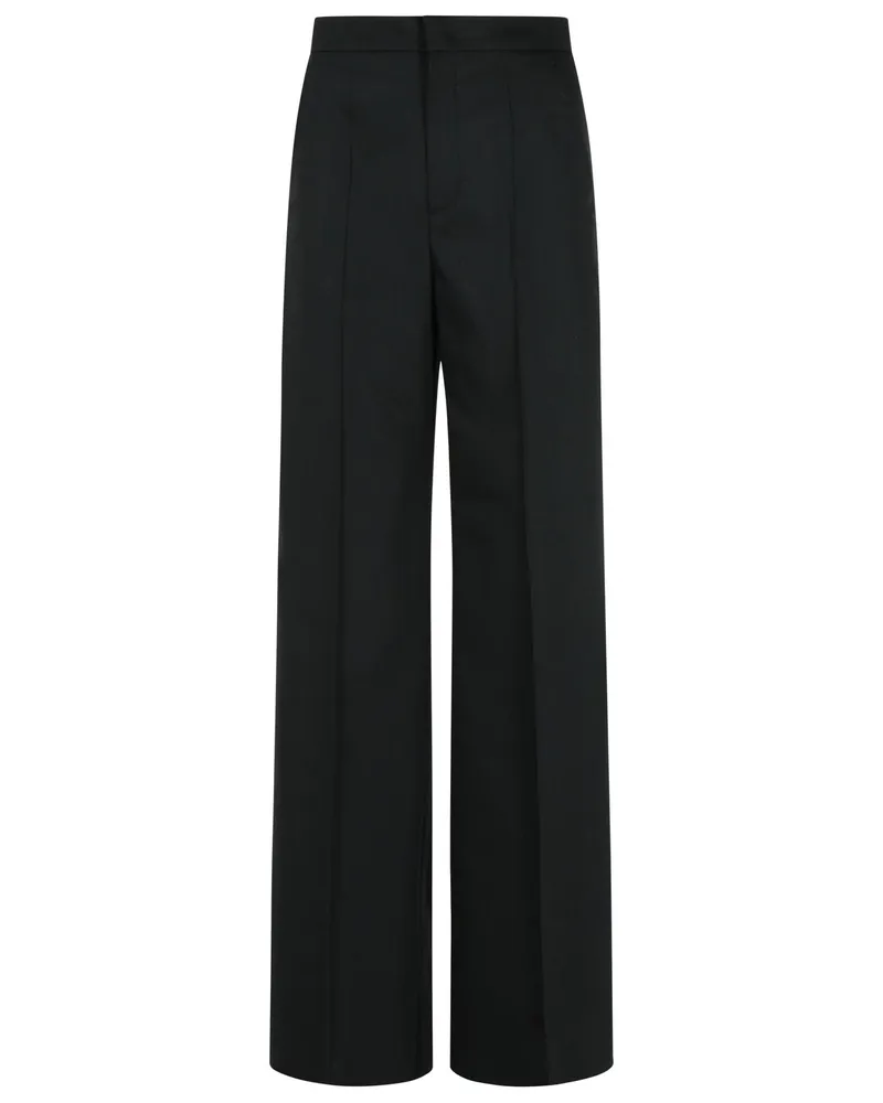 Max Mara Fernet' gerade schwarze jungfräuliche Wollhosen Black