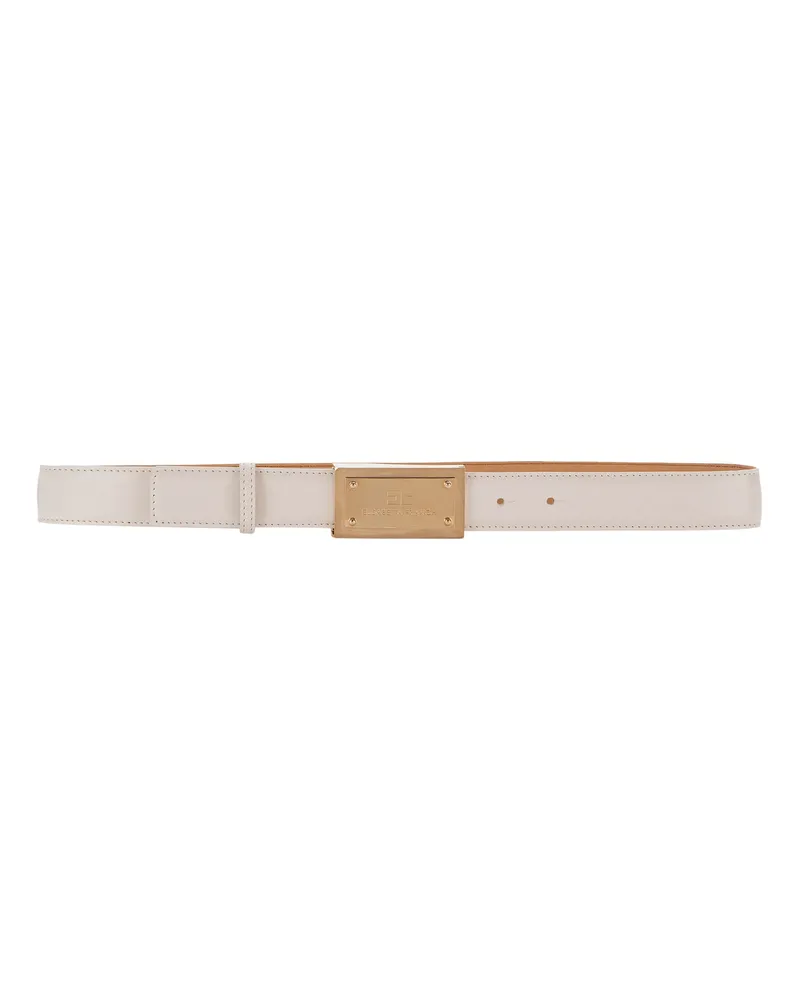 Elisabetta Franchi Cintura Burro in Ecopelle con placca logata White