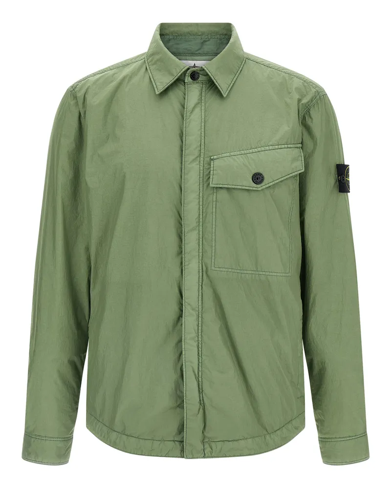 Stone Island Kleidungsstück gefärbt Crinkle Reps NY' Jacke Green