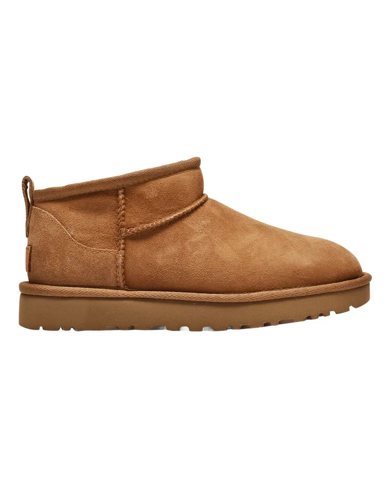UGG Klassische Ultra Mini -Knöchelstiefel in braunem Leder Brown