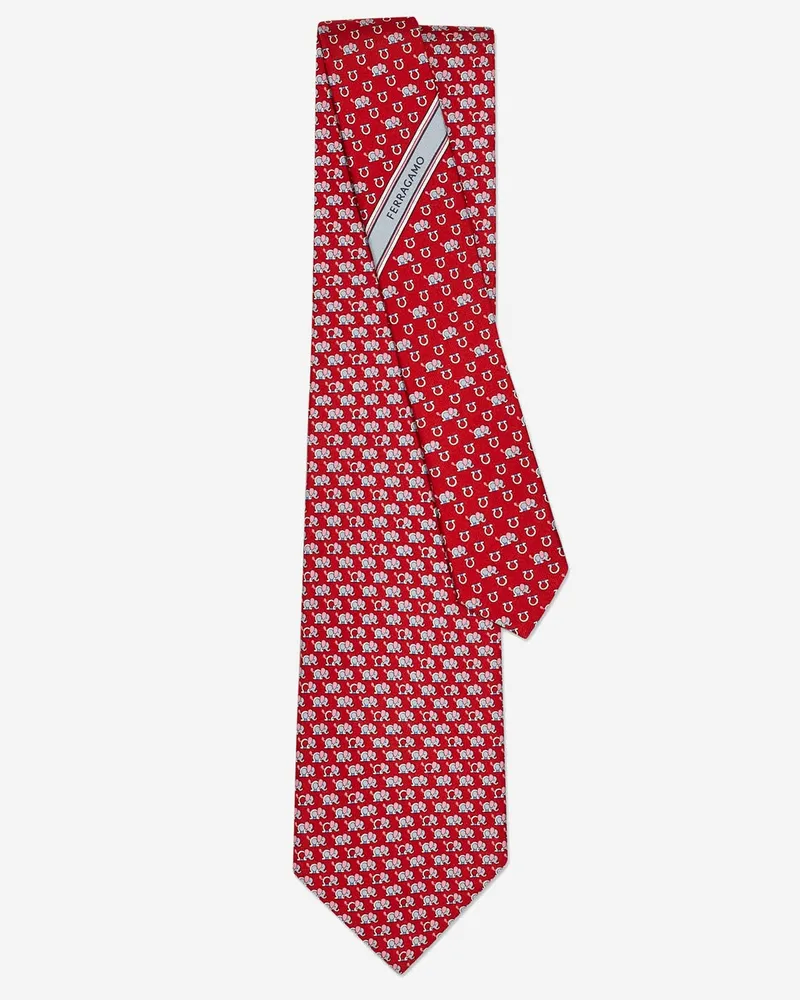 Ferragamo Seidenkrawatte mit geometrischem Muster Red