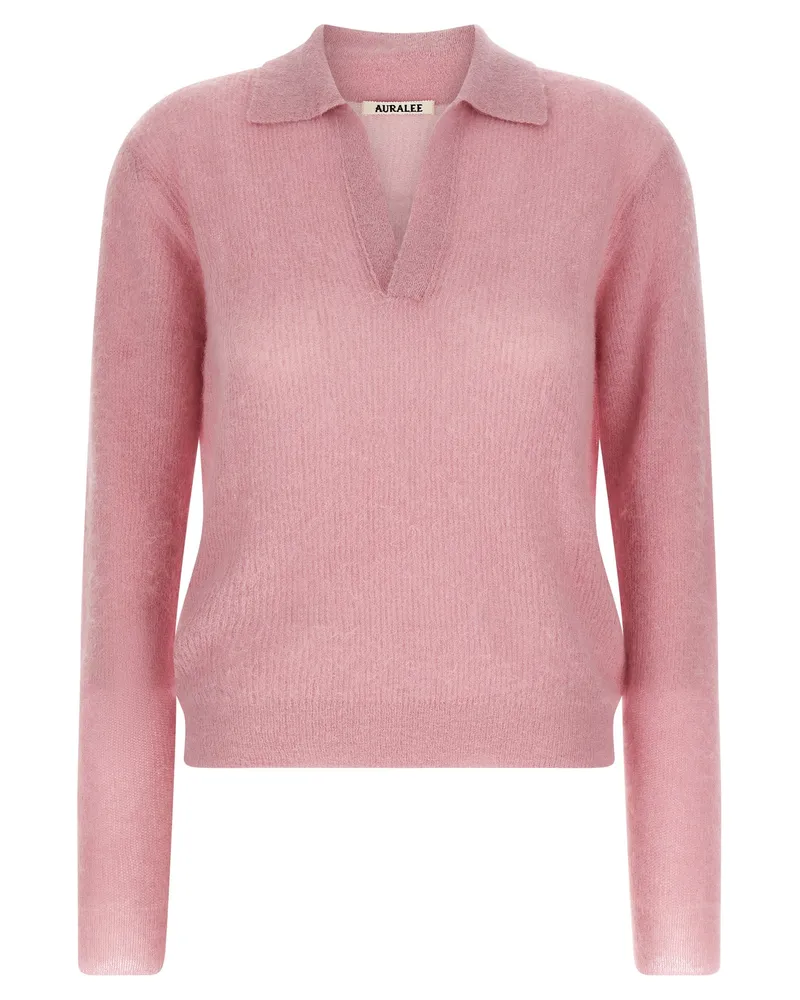 AURALEE Tam-Garn-Poloshirt Pink