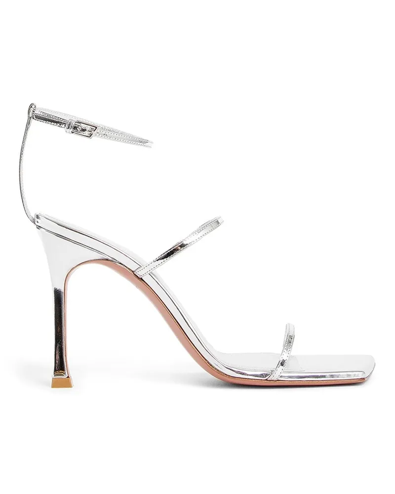 Amina Muaddi Amina mu i Maya Ledersandalen Silver