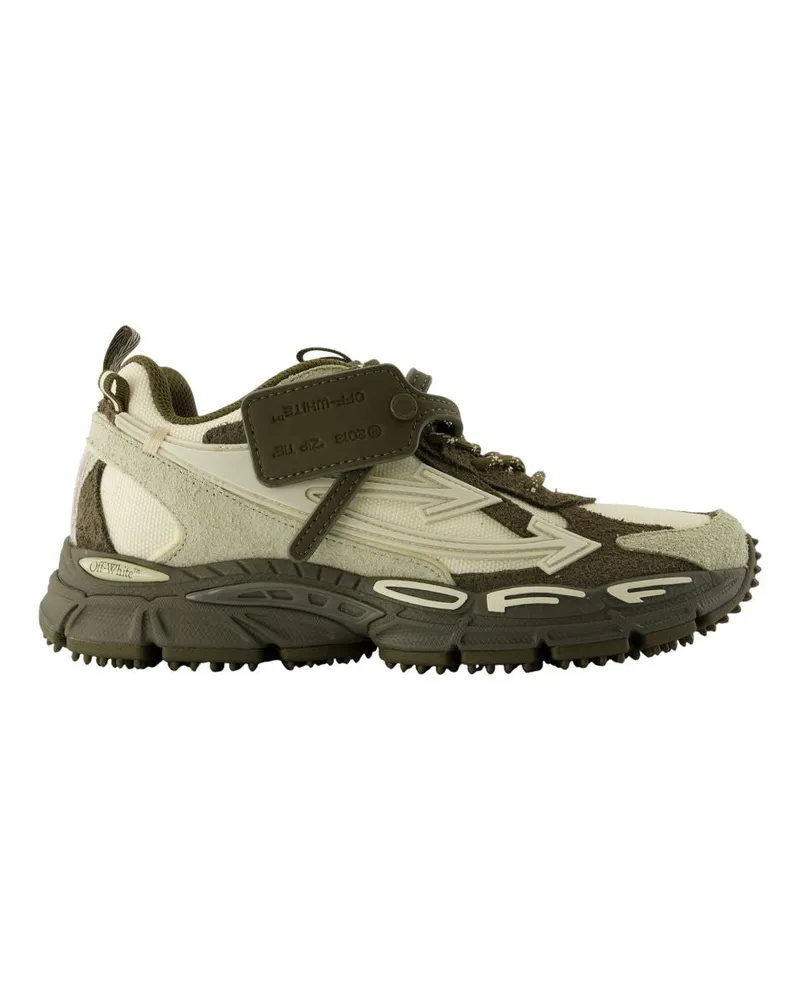 OFF-WHITE Be Right Back Sneakers aus weißem Leder in Grün Green