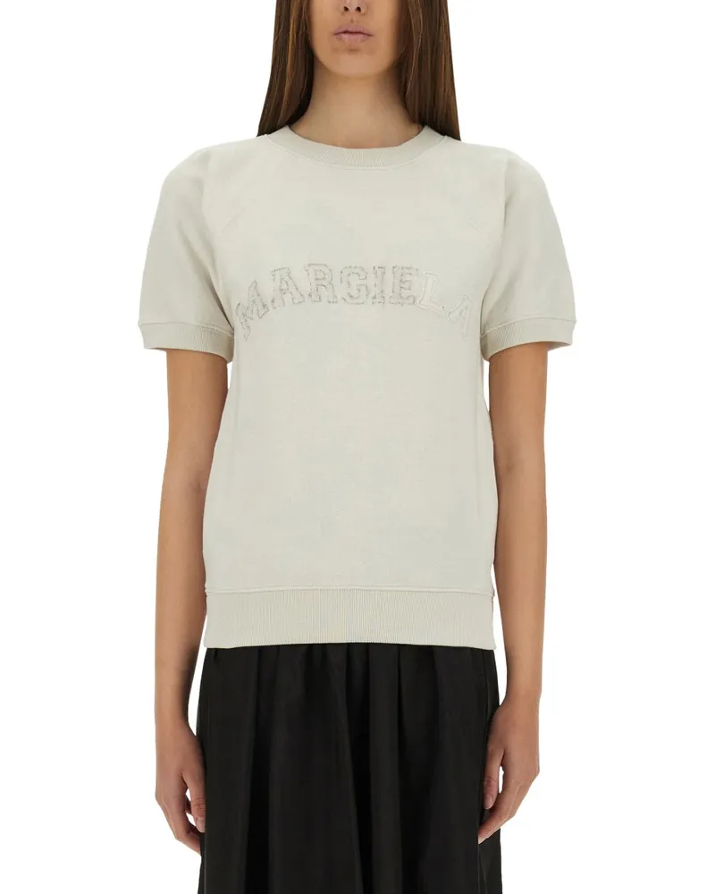 Maison Margiela kurzärmeliges Sweatshirt Ivory