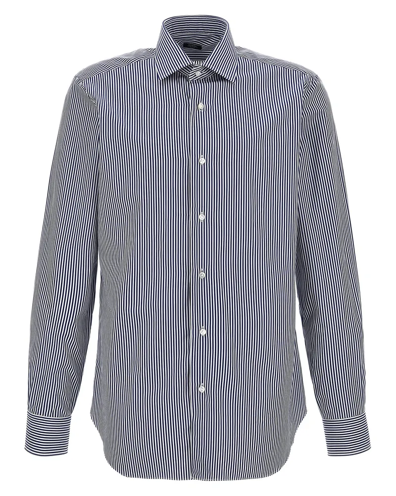 BARBA gestreiftes Hemd Blue