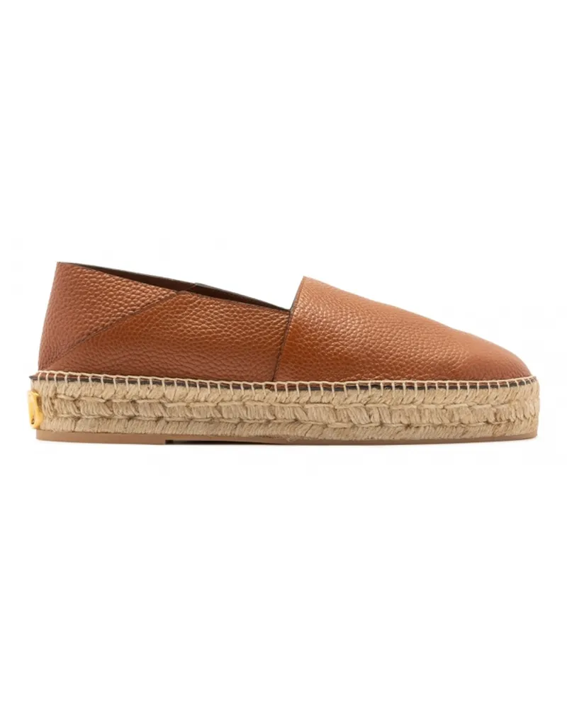 Valentino Garavani Valentino Garavani Logo Plaque Leder Espadrilles Brown