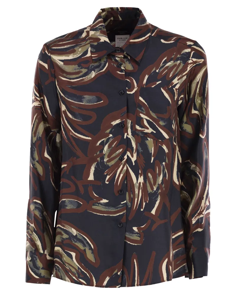 Weekend Max Mara Rive bedrucktes Twill-Hemd Blue