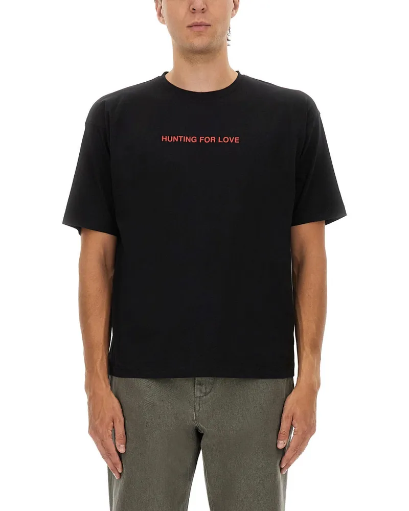 ASPESI T -Shirt mit "Jagd nach Liebe" Druck Black