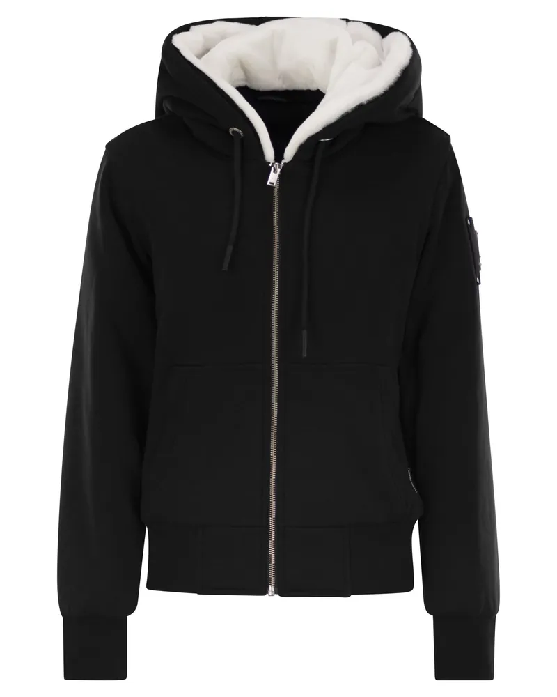 Moose Knuckles Elch Knuckles Classic Bunny Sweatshirt mit Kunstpelz Black