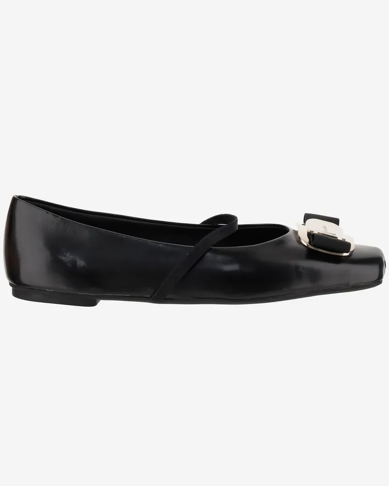 Ferragamo Neue Vara -Platten -Tänzer Black